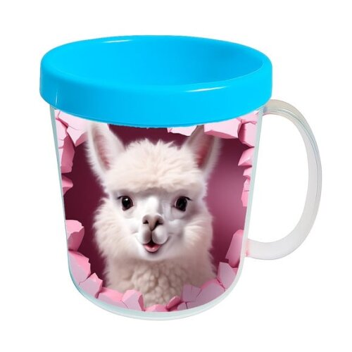 Caneca Acrílica Animais Fofos Fazenda Alpaca Fofa