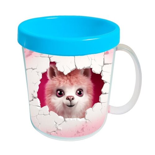 Caneca Acrílica Animais Fofos Fazenda Alpaca Romântica