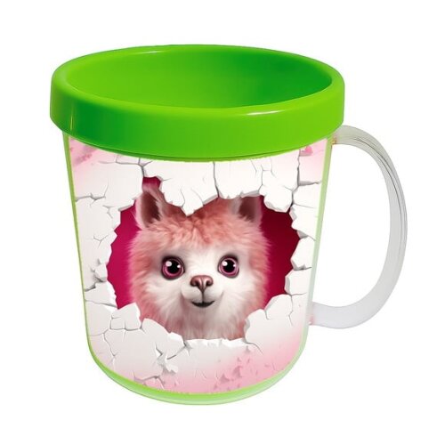 Caneca Acrílica Animais Fofos Fazenda Alpaca Romântica