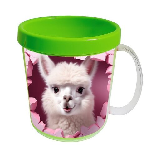 Caneca Acrílica Animais Fofos Fazenda Alpaca Fofa