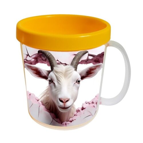 Caneca Acrílica Animais Fofos Fazenda Cabra Romântica