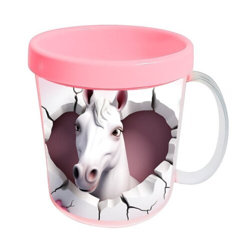 Caneca Acrílica Animais Fofos Fazenda Cavalo Amoroso