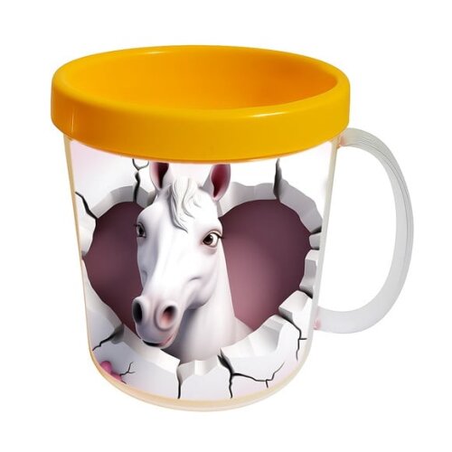 Caneca Acrílica Animais Fofos Fazenda Cavalo Amoroso