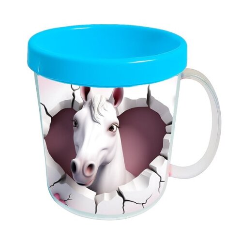 Caneca Acrílica Animais Fofos Fazenda Cavalo Amoroso
