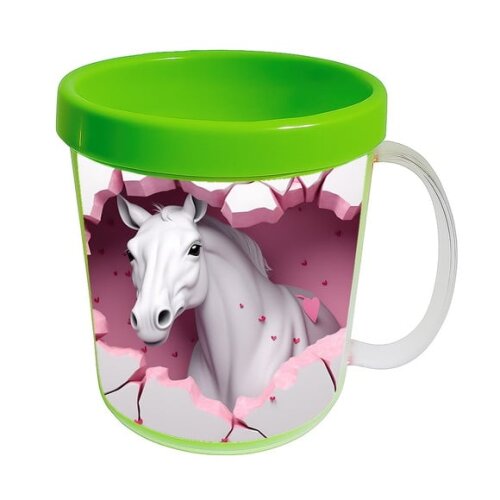 Caneca Acrílica Animais Fofos Fazenda Cavalo Charmoso