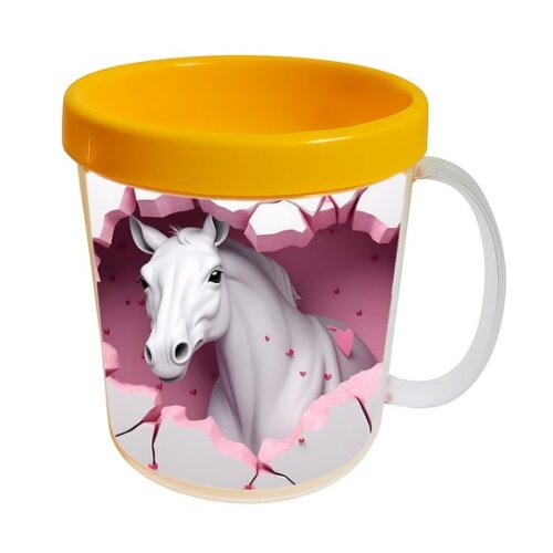 Caneca Acrílica Animais Fofos Fazenda Cavalo Charmoso