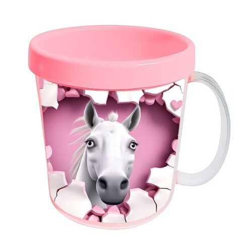 Caneca Acrílica Animais Fofos Fazenda Cavalo Romântico