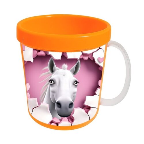 Caneca Acrílica Animais Fofos Fazenda Cavalo Romântico