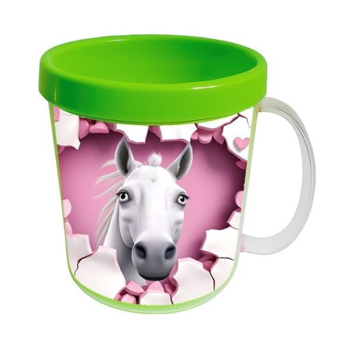 Caneca Acrílica Animais Fofos Fazenda Cavalo Romântico