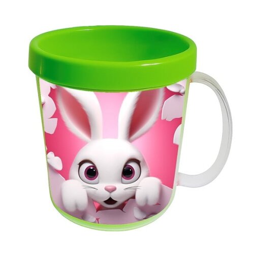 Caneca Acrílica Animais Fofos Fazenda Coelho Charmoso