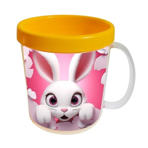 Caneca Acrílica Animais Fofos Fazenda Coelho Charmoso