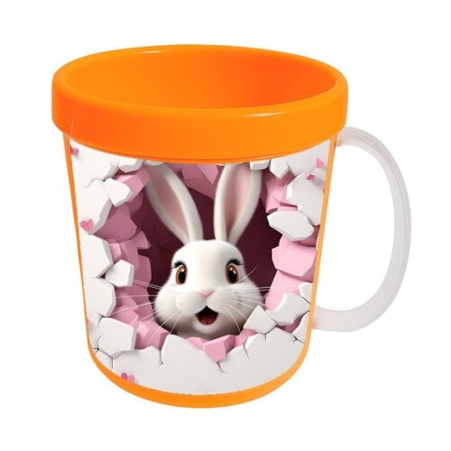Caneca Acrílica Animais Fofos Fazenda Coelho Romântico