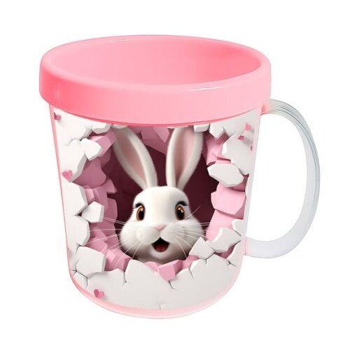 Caneca Acrílica Animais Fofos Fazenda Coelho Romântico