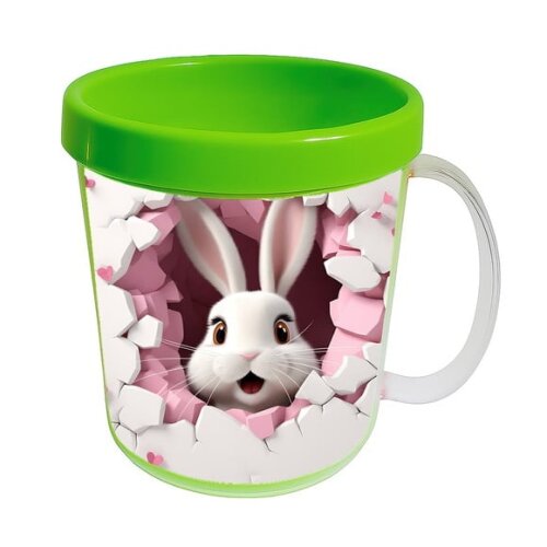 Caneca Acrílica Animais Fofos Fazenda Coelho Romântico