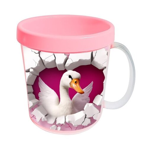 Caneca Acrílica Animais Fofos Fazenda Ganso Charmoso