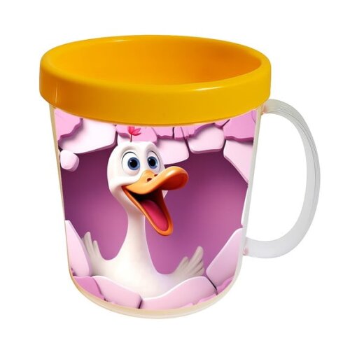 Caneca Acrílica Animais Fofos Fazenda Ganso Romântico