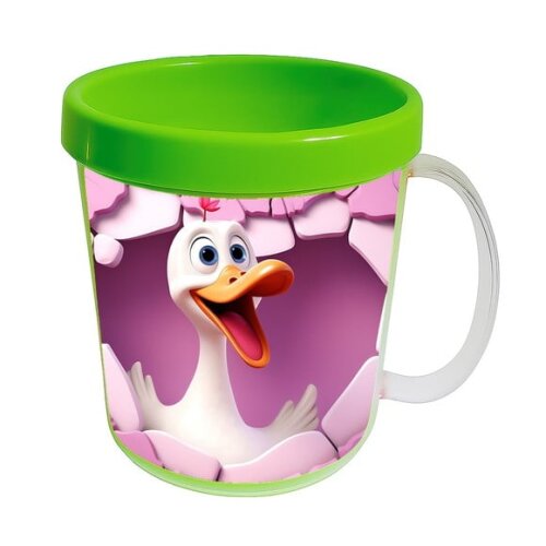 Caneca Acrílica Animais Fofos Fazenda Ganso Romântico