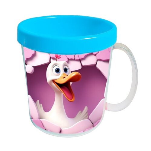 Caneca Acrílica Animais Fofos Fazenda Ganso Romântico