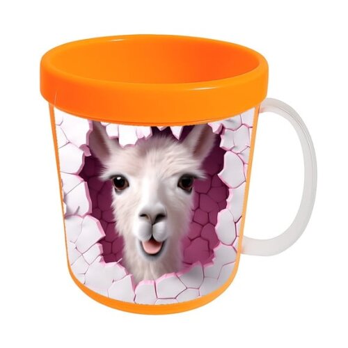 Caneca Acrílica Animais Fofos Fazenda Lhama Alegre