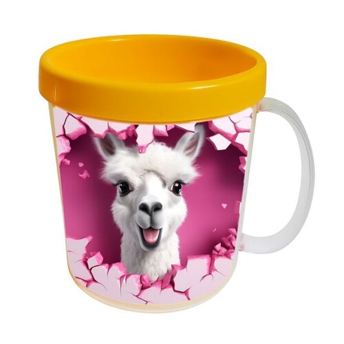 Caneca Acrílica Animais Fofos Fazenda Lhama Charmosa