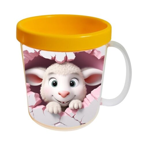 Caneca Acrílica Animais Fofos Fazenda Ovelha Charmosa