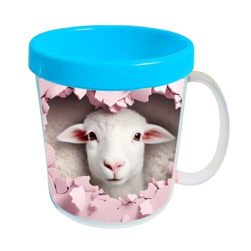 Caneca Acrílica Animais Fofos Fazenda Ovelha Apaixonada