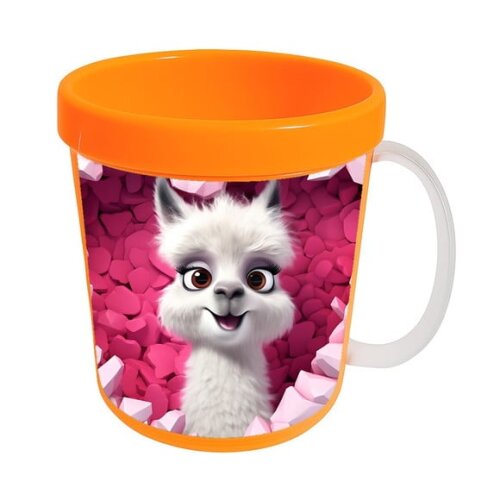 Caneca Acrílica Animais Fofos Fazenda Lhama Romântica