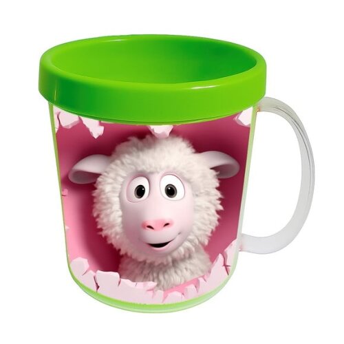 Caneca Acrílica Animais Fofos Fazenda Ovelha Romântica