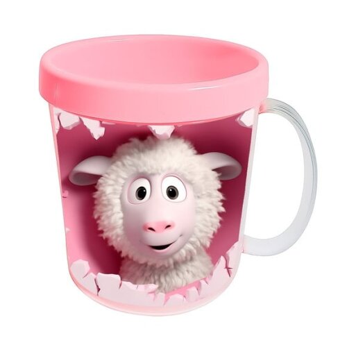 Caneca Acrílica Animais Fofos Fazenda Ovelha Romântica