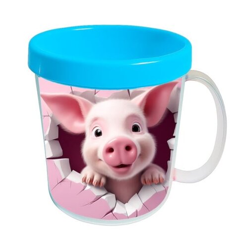 Caneca Acrílica Animais Fofos Fazenda Porco Amoroso