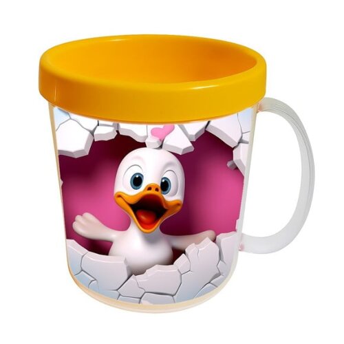 Caneca Acrílica Animais Fofos Fazenda Pato Romântico