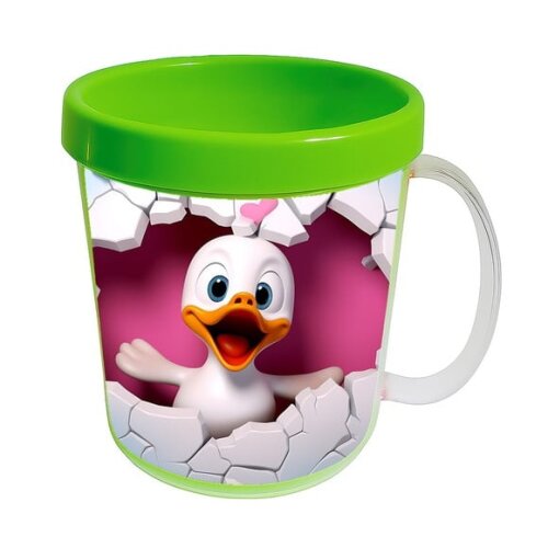 Caneca Acrílica Animais Fofos Fazenda Pato Romântico