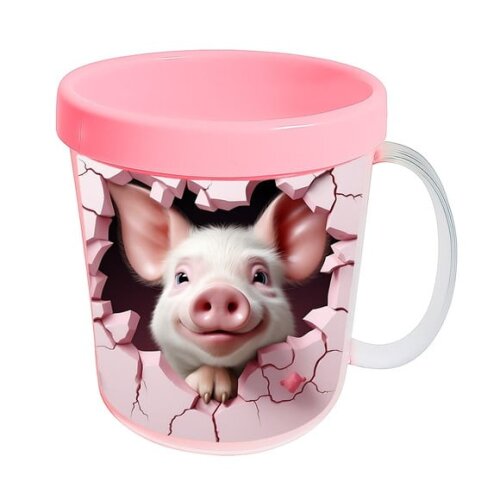 Caneca Acrílica Animais Fofos Fazenda Porco Apaixonado