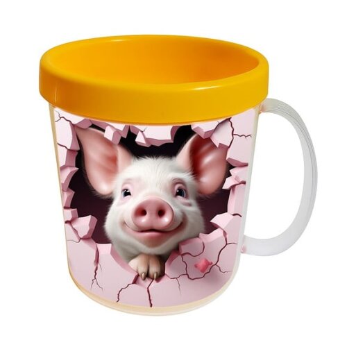 Caneca Acrílica Animais Fofos Fazenda Porco Apaixonado