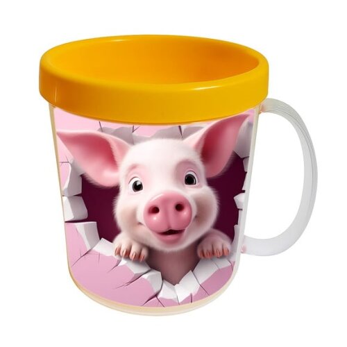Caneca Acrílica Animais Fofos Fazenda Porco Amoroso