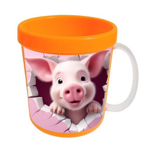 Caneca Acrílica Animais Fofos Fazenda Porco Amoroso