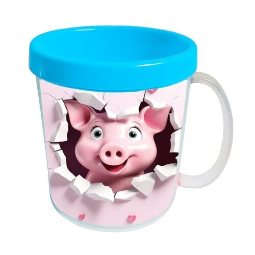 Caneca Acrílica Animais Fofos Fazenda Porco Encantador