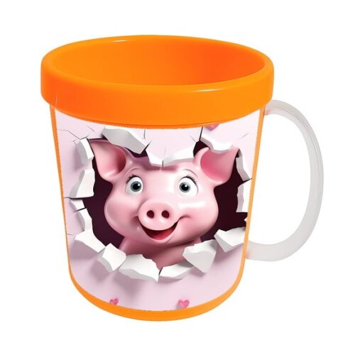 Caneca Acrílica Animais Fofos Fazenda Porco Encantador