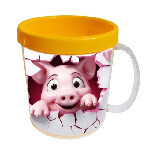 Caneca Acrílica Animais Fofos Fazenda Porco Charmoso