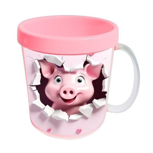 Caneca Acrílica Animais Fofos Fazenda Porco Encantador