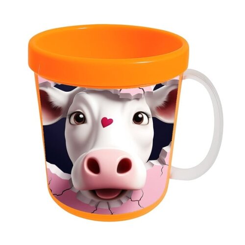 Caneca Acrílica Animais Fofos Fazenda Vaca Apaixonada