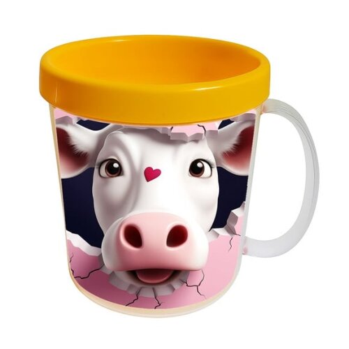 Caneca Acrílica Animais Fofos Fazenda Vaca Apaixonada