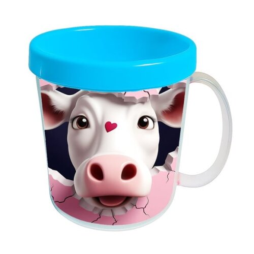 Caneca Acrílica Animais Fofos Fazenda Vaca Apaixonada