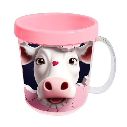 Caneca Acrílica Animais Fofos Fazenda Vaca Apaixonada