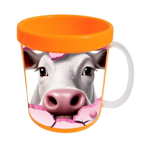 Caneca Acrílica Animais Fofos Fazenda Vaca Charmosa