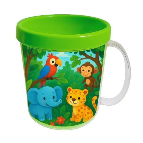 Caneca Acrílica Infantil Personalizada Animais Tropicais