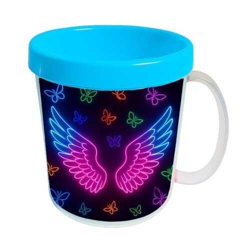Caneca Acrílica Infantil Personalizada Asas Neon