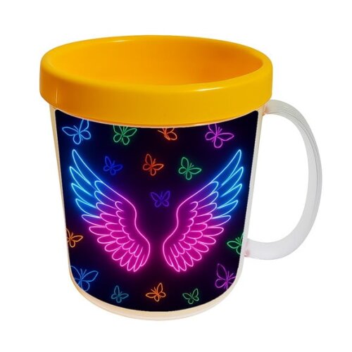 Caneca Acrílica Infantil Personalizada Asas Neon