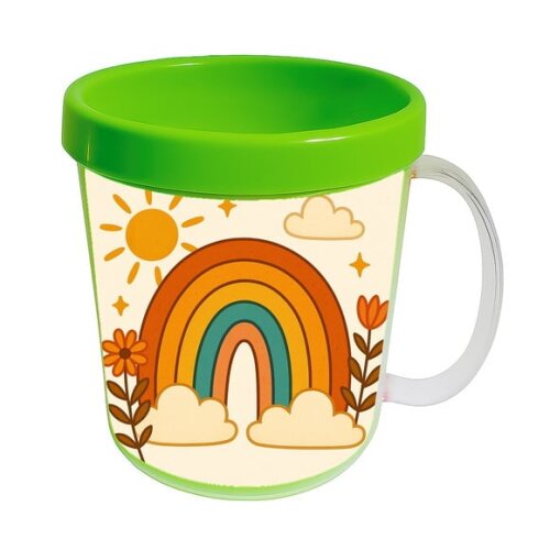 Caneca Acrílica Infantil Personalizada Arco-íris Boho
