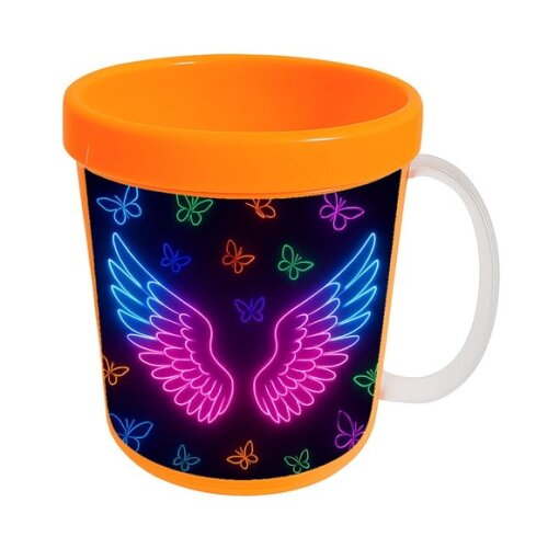 Caneca Acrílica Infantil Personalizada Asas Neon